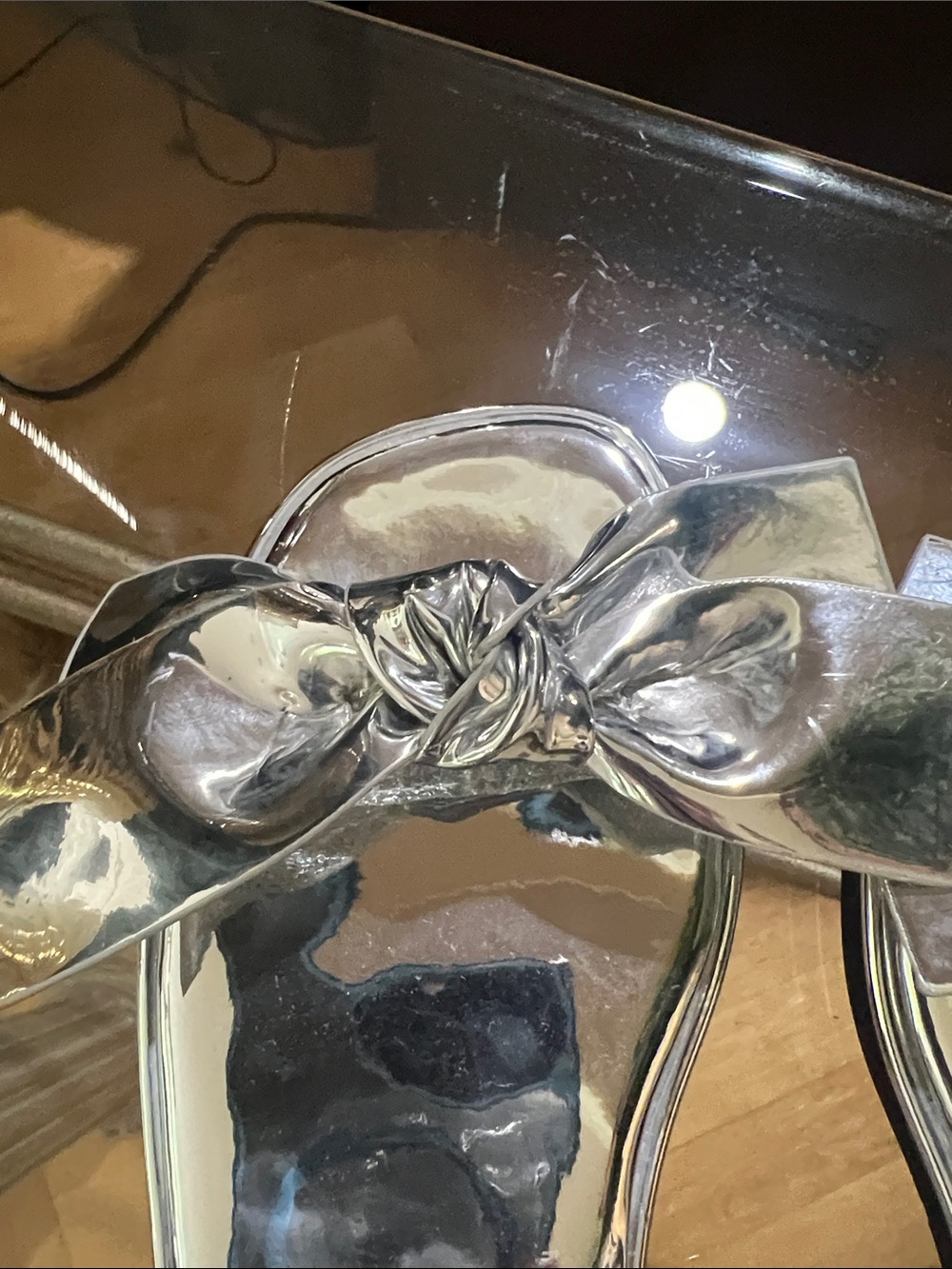 Zara Silver Bow Strap Sandals - Picture 4 of 7